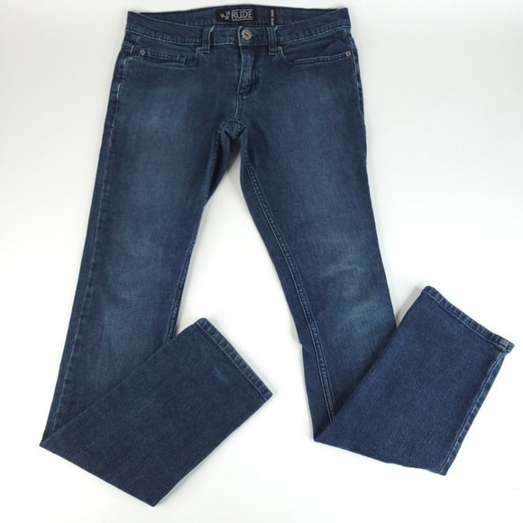 Rude Jeans Mens 30 x 32 Super Skinny Dark Washed Blue Stretch Denim - Picture 2 of 11